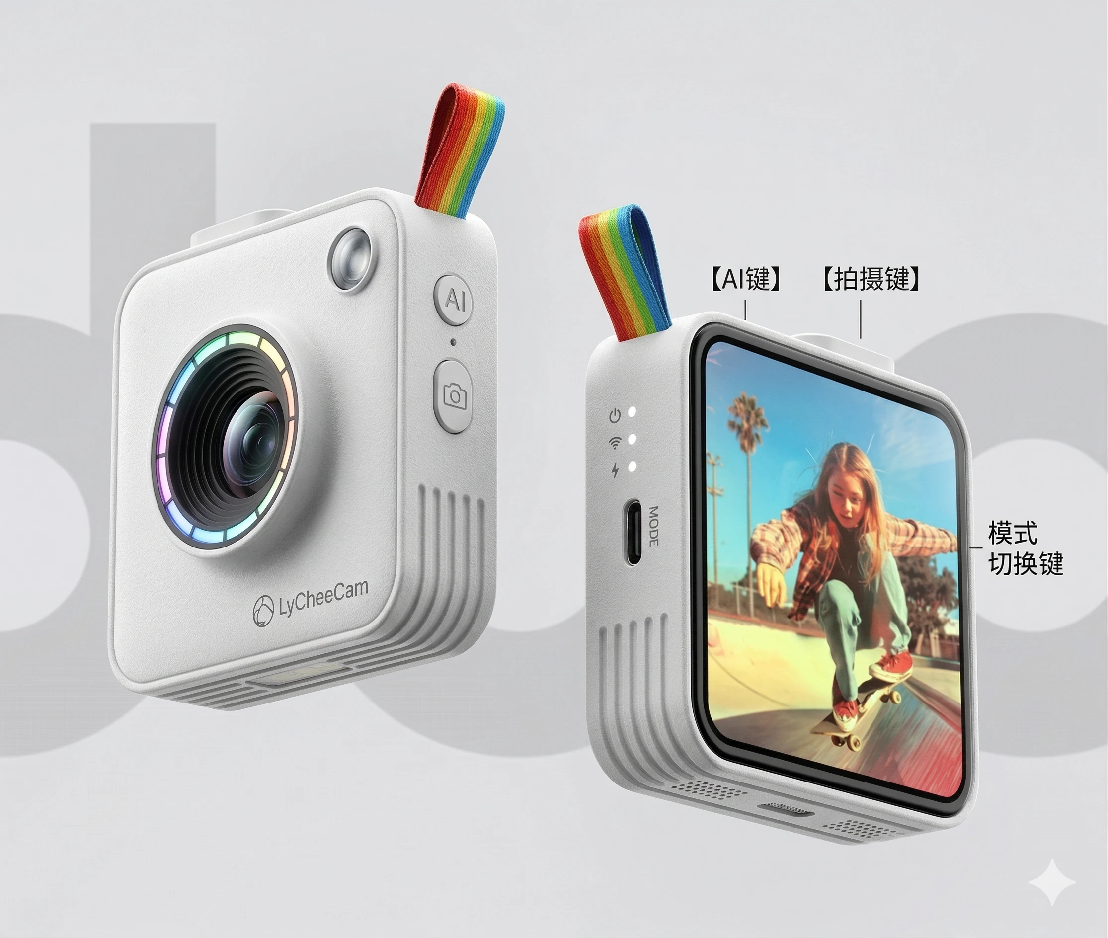 LyCheeCam AI 智能相机正反面外观与按键说明